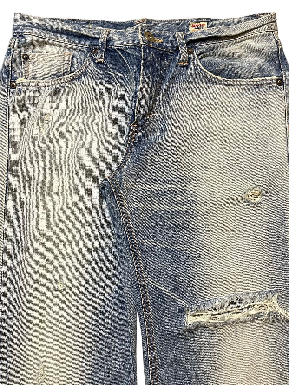 Edwin Vintage Edwin Blue Faded Wash Distress Wide Leg Jeans Size US 32 / EU 48 - 4 Thumbnail