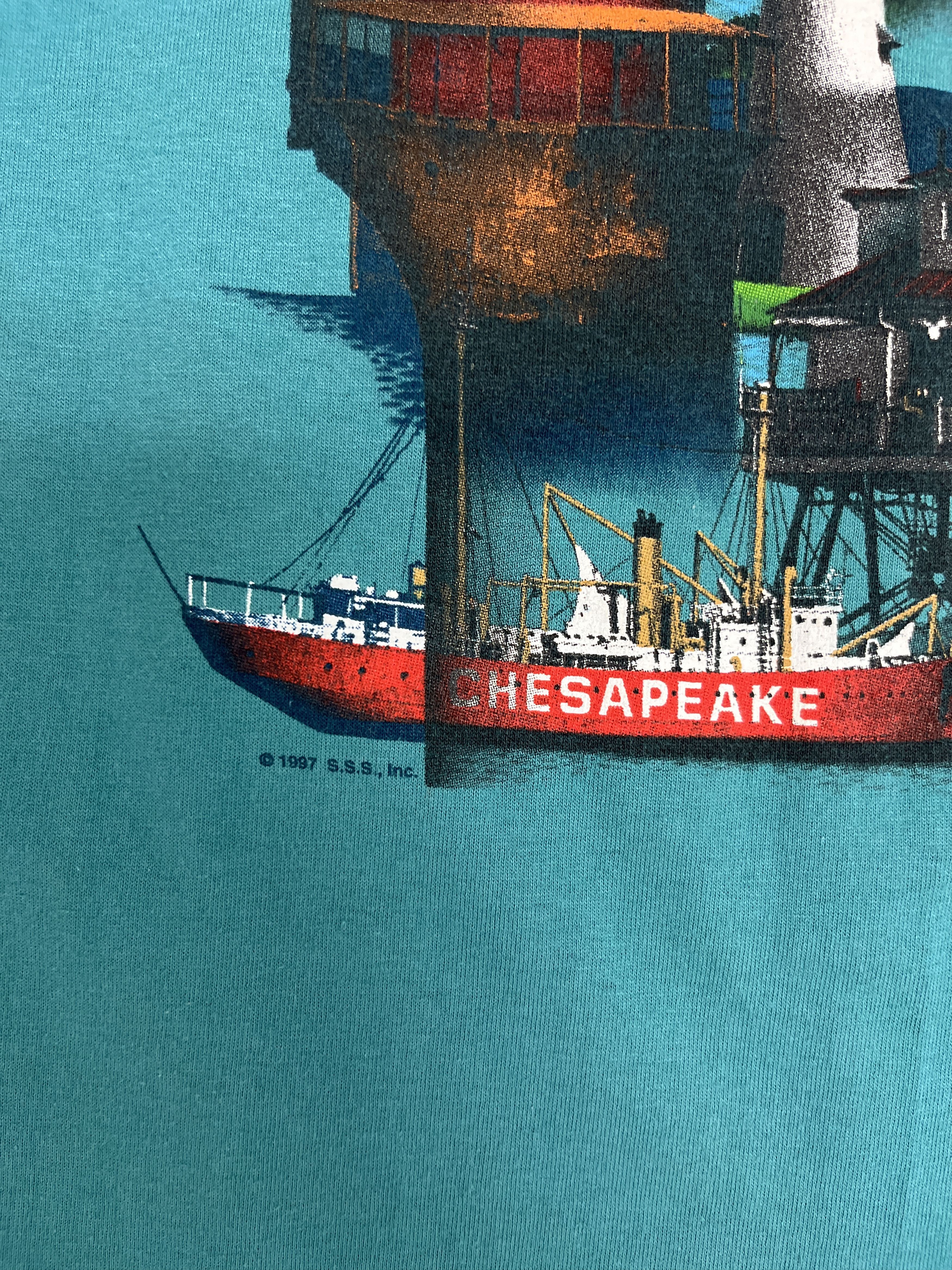 Vintage Lighthouses of the Chesapeake Vintage Teal T-Shirt Tee Size US XL / EU 56 / 4 - 3 Thumbnail