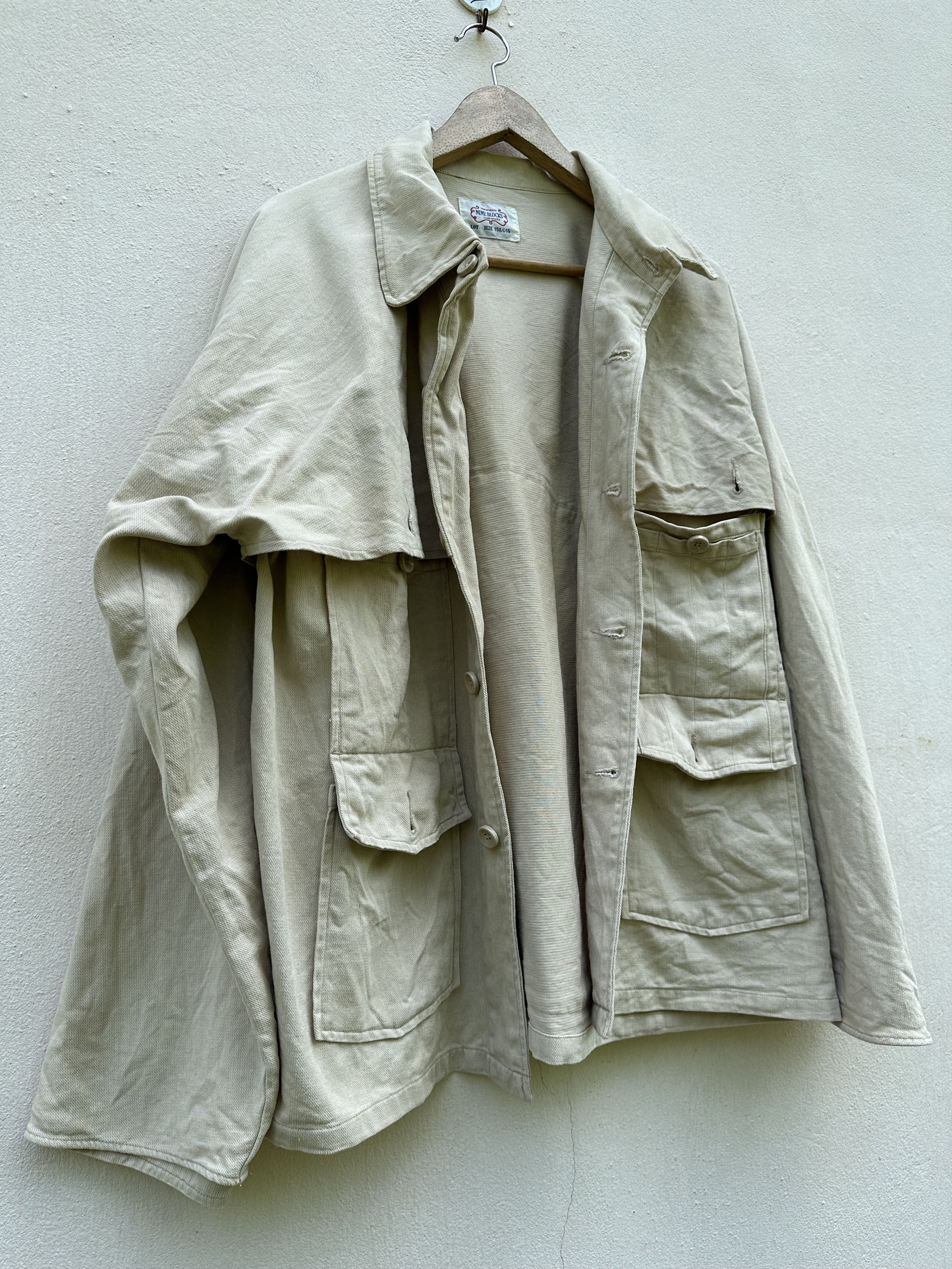 Vintage Chore Worker Sanforized Nine Blocks Jacket Shoulder Protect Size US L / EU 52-54 / 3 - 4 Thumbnail