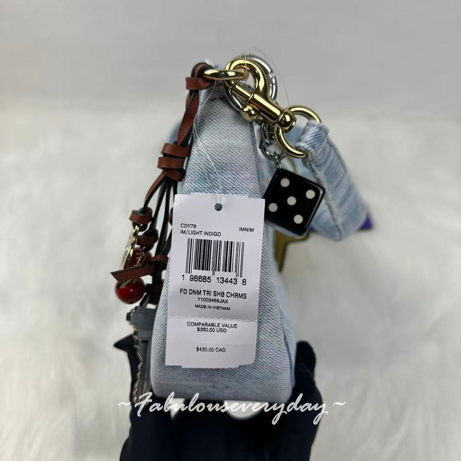 Coach Coach Teri Shoulder Loved Denim Charms Gold/Light Indigo Size ONE SIZE - 8 Thumbnail