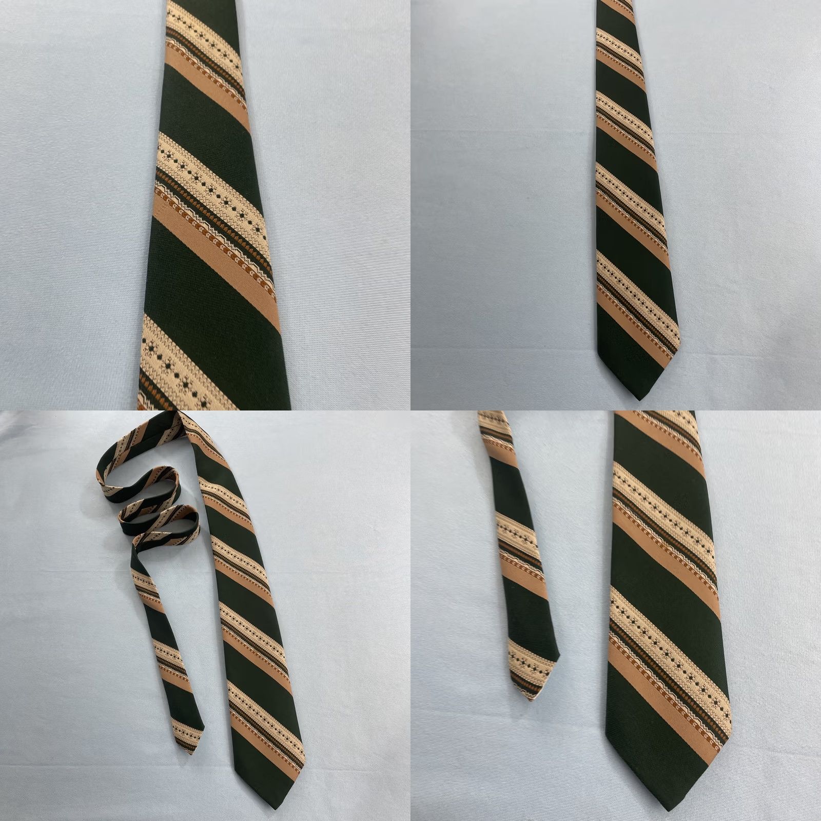 Vintage VINTAGE Tattersall Repp Tie Woven Textured Green Brown Western Necktie 3x57 Men Tie 57"-60" Size ONE SIZE - 9 Thumbnail