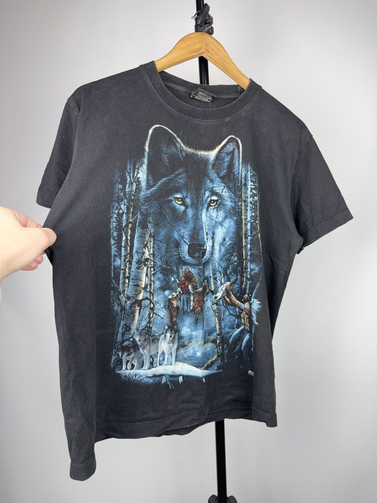 Vintage 90s Retro Vintage Wolf Graphic T-Shirt Native American Art Size US M / EU 48-50 / 2 - 2 Thumbnail