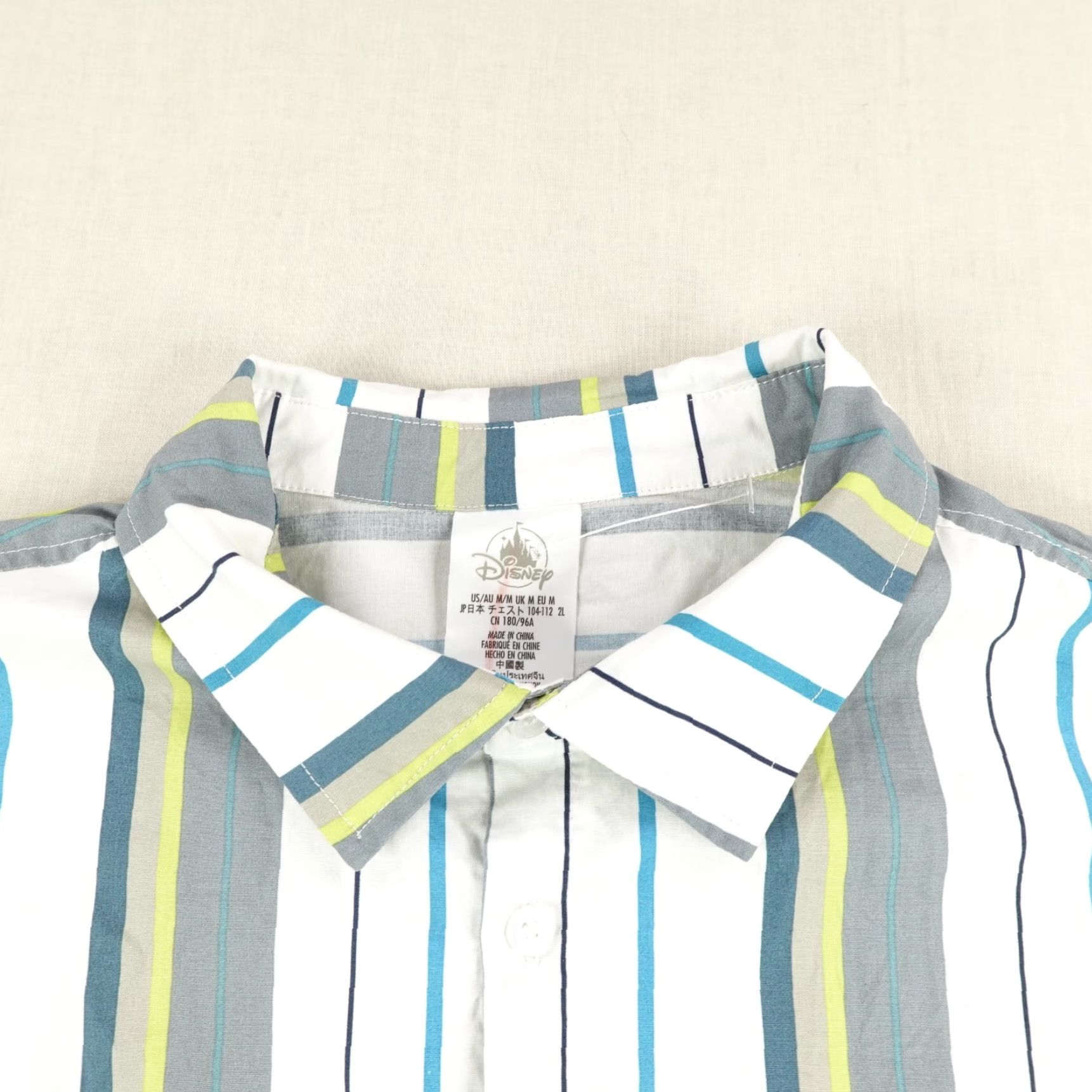 Disney VINTAGE Disney Men's Short Sleeve Shirt Medium White Blue Stripes Halloween Horror Casual Size US M / EU 48-50 / 2 - 3 Thumbnail