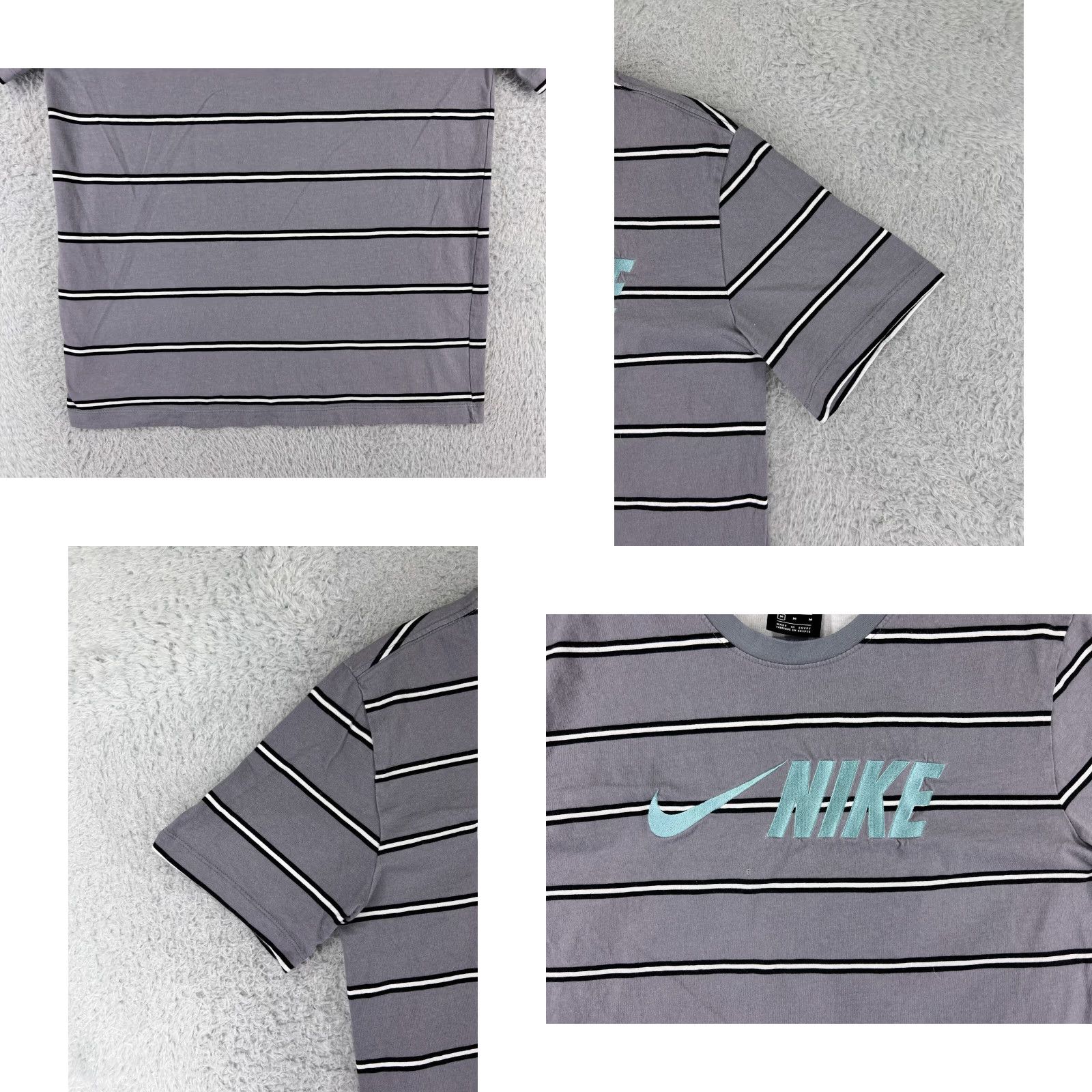 Nike Nike Shirt Mens Medium Gray Stripe Embroidered Swoosh Logo 100% Cotton Adult Regular Short Sleeve Crew Neck Vintage: No Size US M / EU 48-50 / 2 - 8 Thumbnail