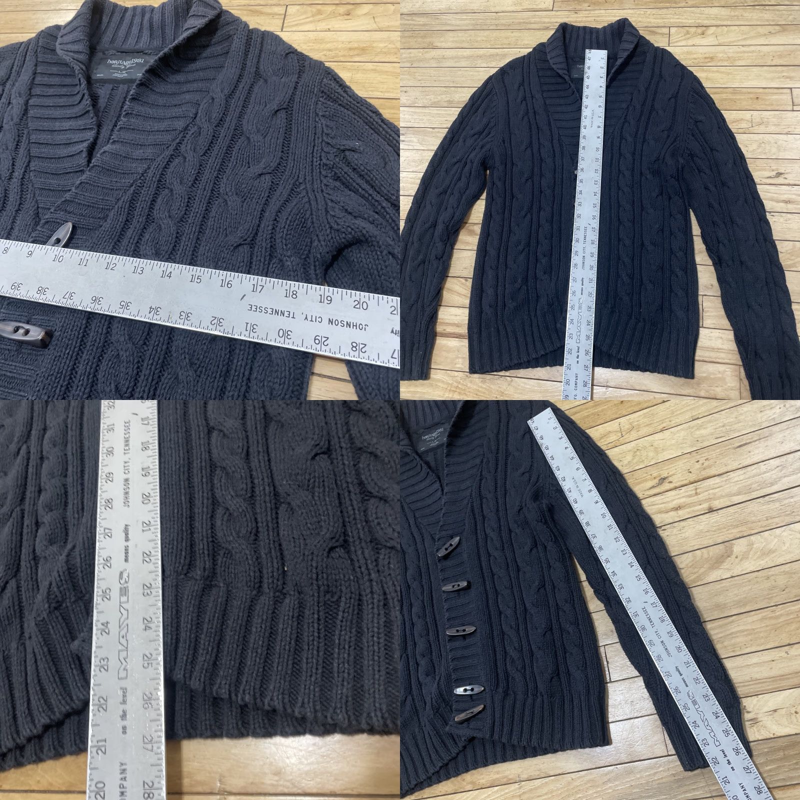 Vintage Heritage 1981 Toggle Cardigan Sweater Adult L Slim Dark Cable Knit Shawl Collar Size L / US 10 / IT 46 - 8 Thumbnail