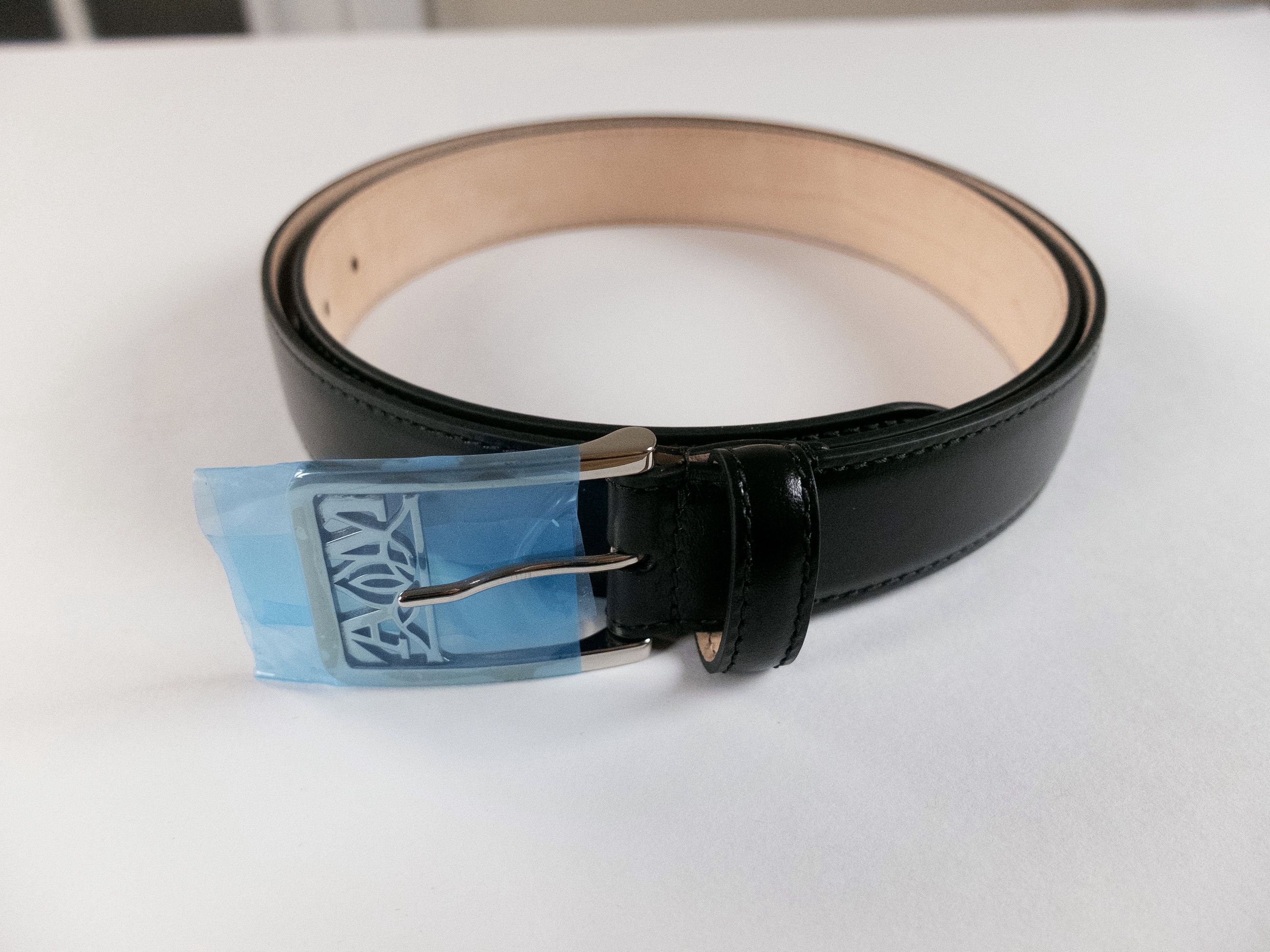 Alexander McQueen ALEXANDER MCQUEEN Seal black logo buckle leather belt 100 q Size 38 - 5 Thumbnail