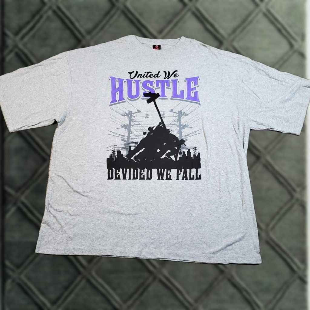 J Brand VINTAGE 6XL Iced Out United We Hustle Tee Shirt Mens Gray Short Sleeve Crew Neck Hip Hop Street Wear Cars 2000s Size US XXL / EU 58 / 5 - 1 Thumbnail