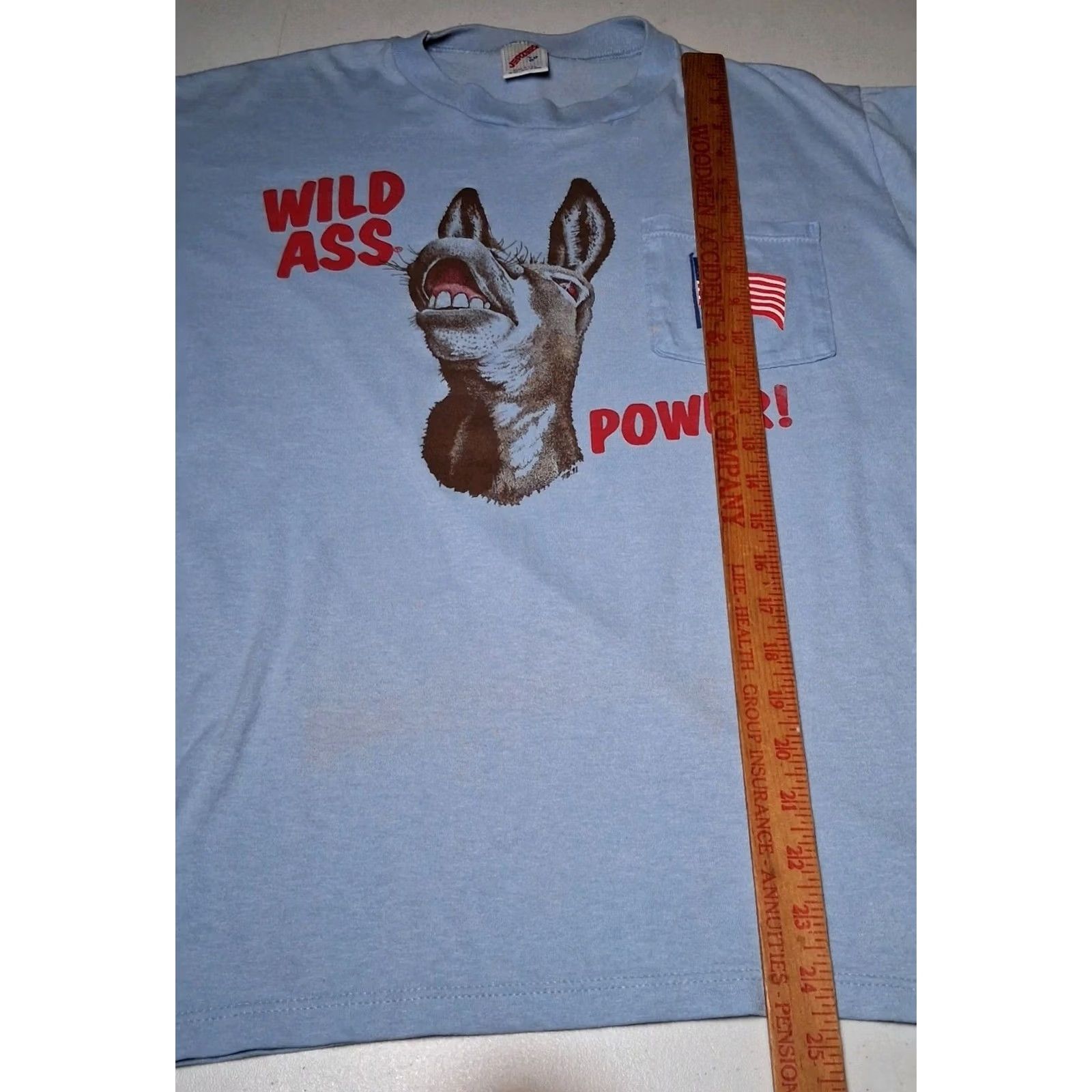 Jerzees VINTAGE Democrat T Shirt Large Blue Donkey USA Flag Patriotic Funny READ | JERZEES | Men | Cotton Blend | Short Sleeve | Crew Neck | Vintage Yes Size US L / EU 52-54 / 3 - 6 Thumbnail