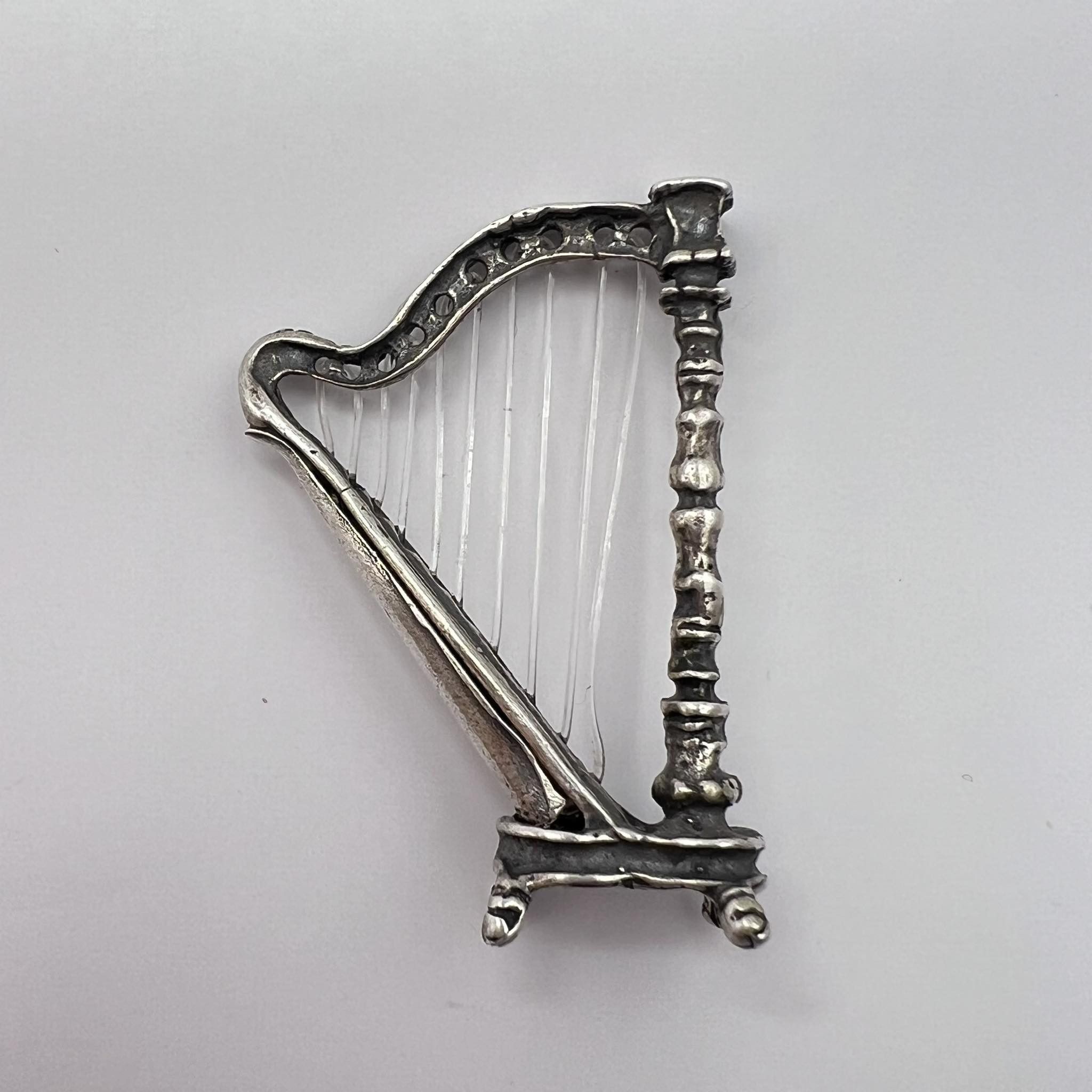 Vintage Vintage Mini Statue Silver 800 Music Harp Signed Italy Size ONE SIZE - 2 Thumbnail