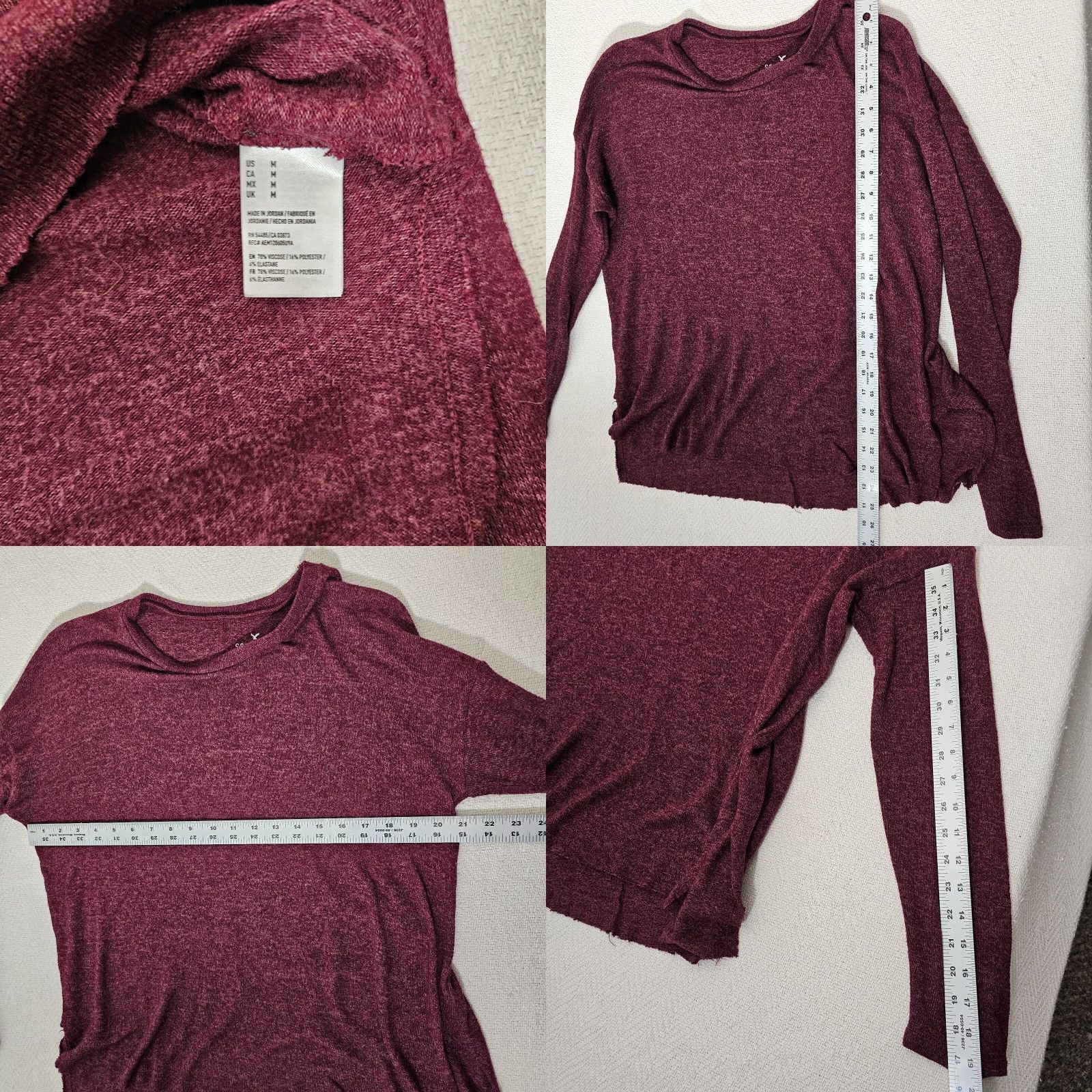 American Eagle Outfitters American Eagle Outfitters Shirt Women M Red Solid Long Sleeve Cotton Blend Size M / US 6-8 / IT 42-44 - 8 Thumbnail