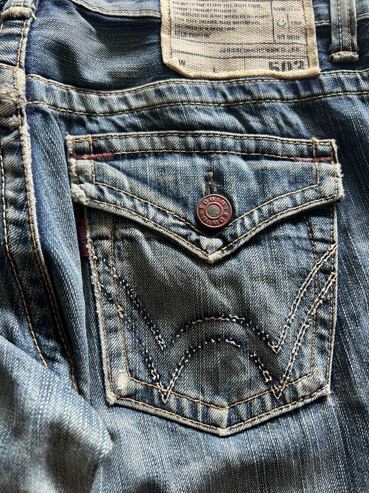 20471120 × Edwin × Japanese Brand flare edwin blue trip 503 dope faded washed punk grunge Size US 33 - 16 Thumbnail