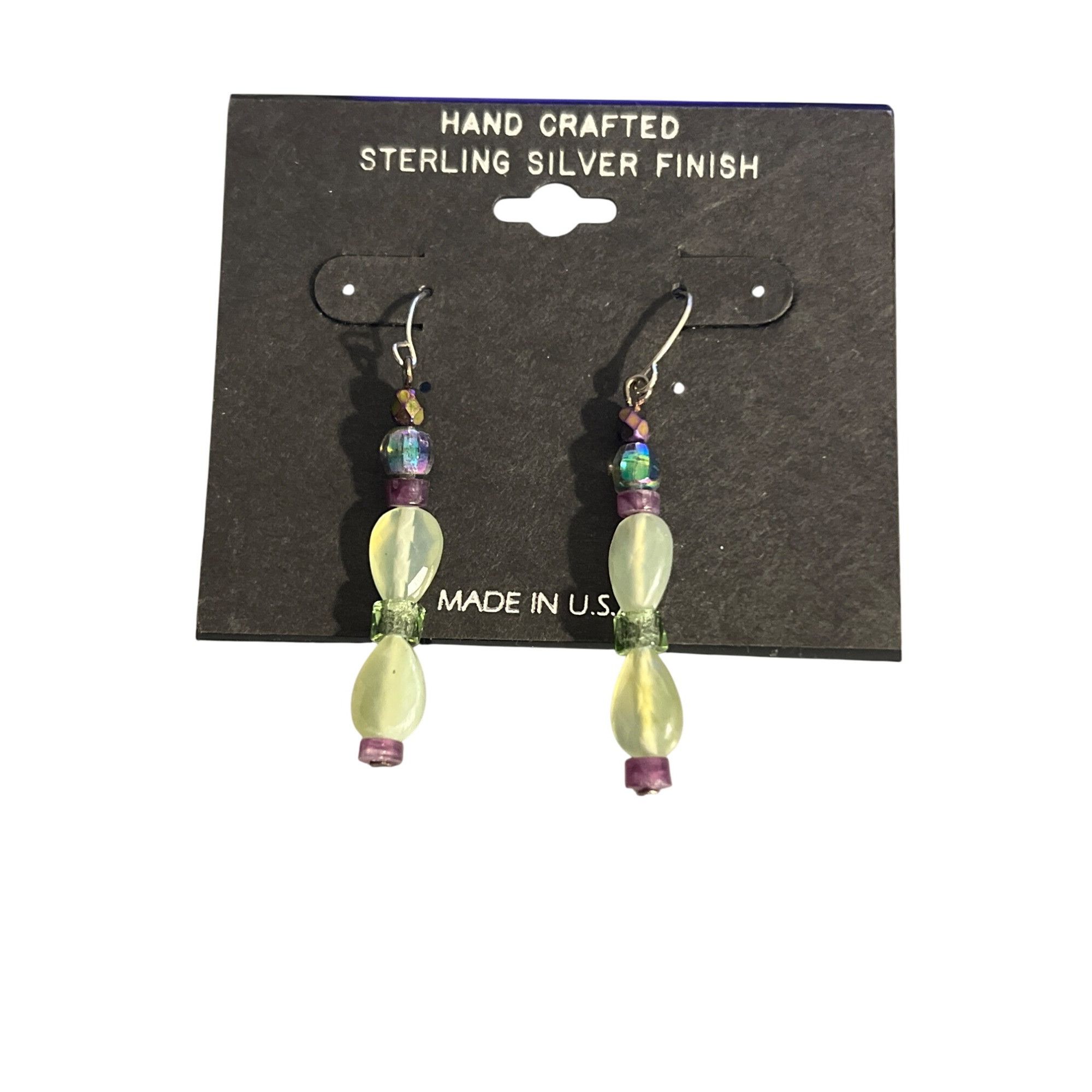 Other Handcrafted Sterling Silver Finish Art Glass Dangle Earrings Size ONE SIZE - 1 Thumbnail