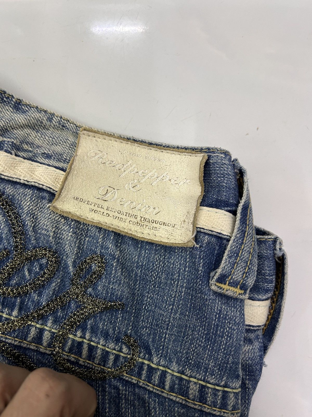 Japanese Brand × Vintage Flare Jeans Embroidered Skull Patch Distressed Denim Size US 32 / EU 48 - 19 Thumbnail