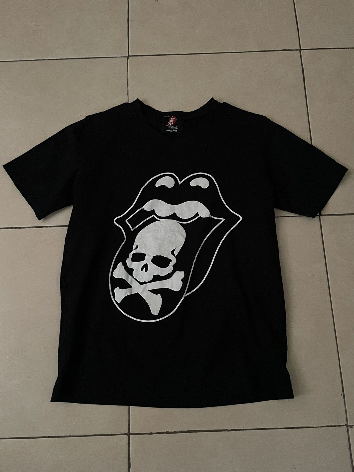 image of Mastermind Japan x The Rolling Stones Theater8 Tongue Skull T-Shirt 2013 Collection in Black (Size 