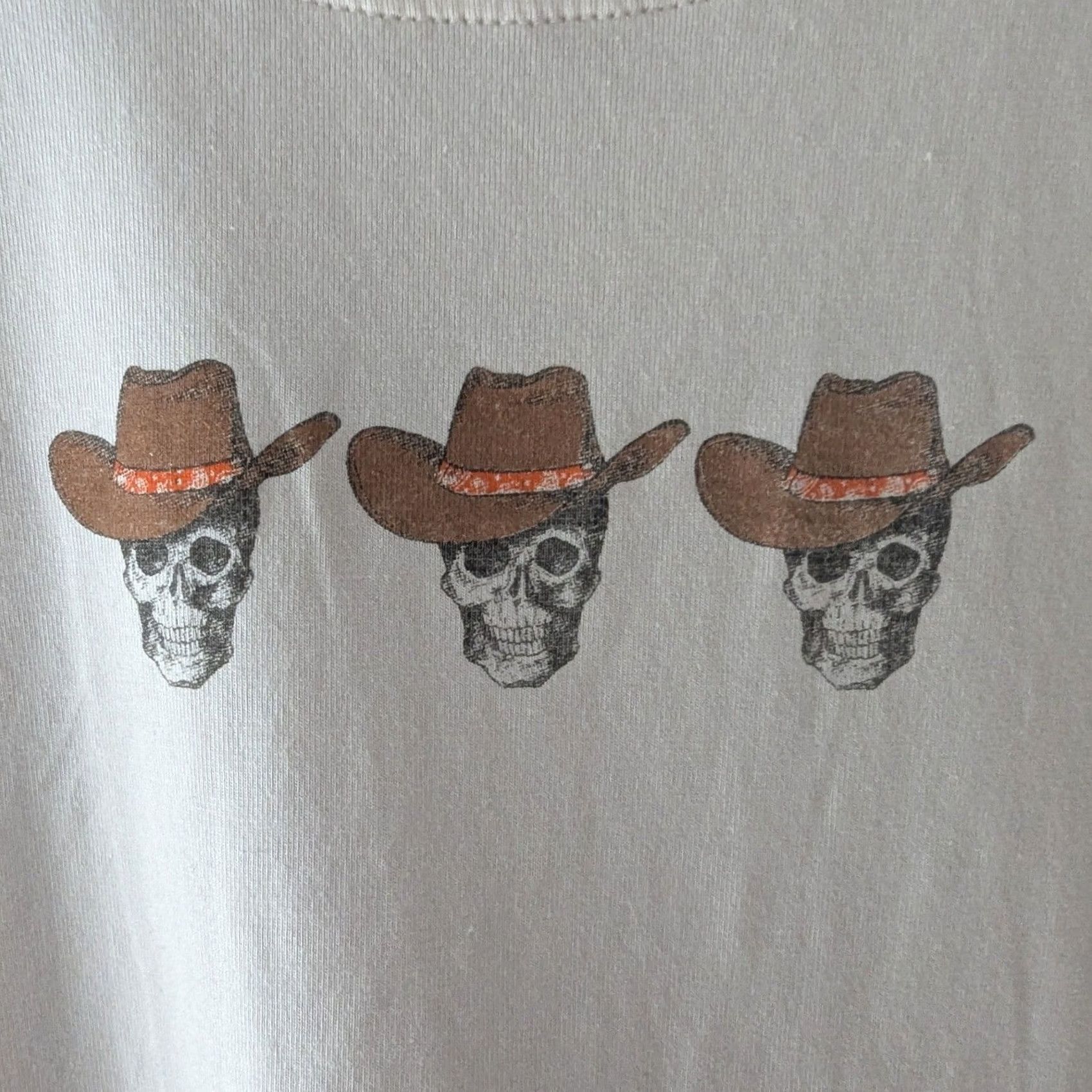 Vintage MODAL SOFT T-Shirt Skull Cowboy Hat Cream Short Sleeve Women's XL Size 40" / US 18 - 3 Thumbnail
