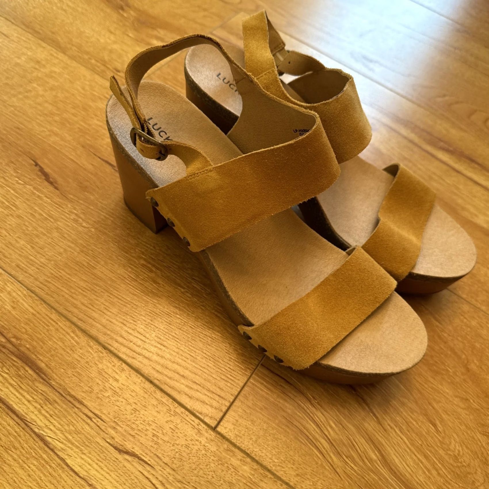 Lucky Brand Lucky Brand Harimony Platform Heels Yellow 9 Suede Leather Clogs Womens Shoes Size US 9 / IT 39 - 3 Thumbnail