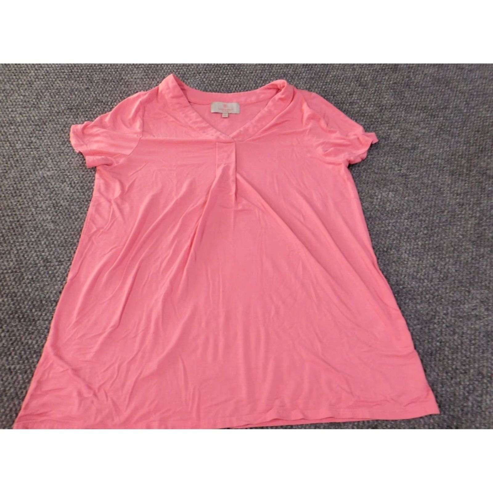 Vintage Laurie Felt Pink V-Neck Pullover Blouse Womens Size 12 Rayon Stretch Casual Short Sleeve Classic 12 Size XL / US 12-14 / IT 48-50 - 3 Thumbnail