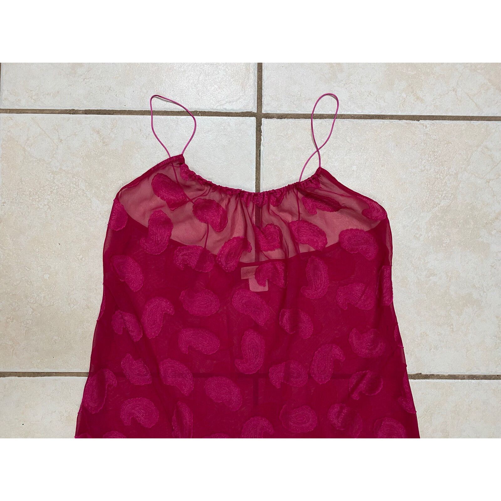 Other VTG Inner Most Pink Paisley Sheer Midi Dress Size 34" / US 12 / IT 48 - 2 Thumbnail