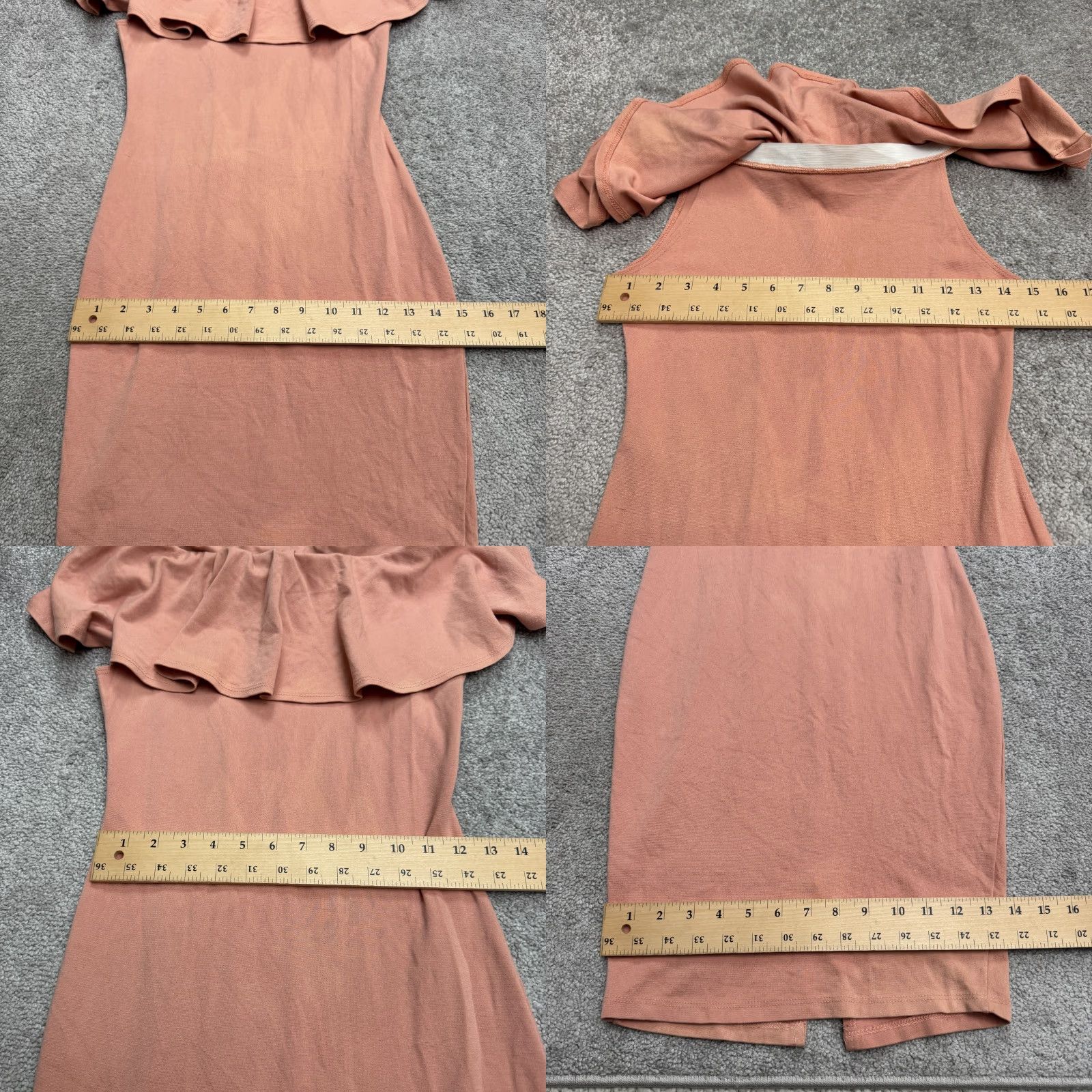 Pinko Privy Dress Womens Medium Pink Off Shoulder Ruffle Bodycon Pencil Midi Stretch Size M / US 6-8 / IT 42-44 - 9 Thumbnail