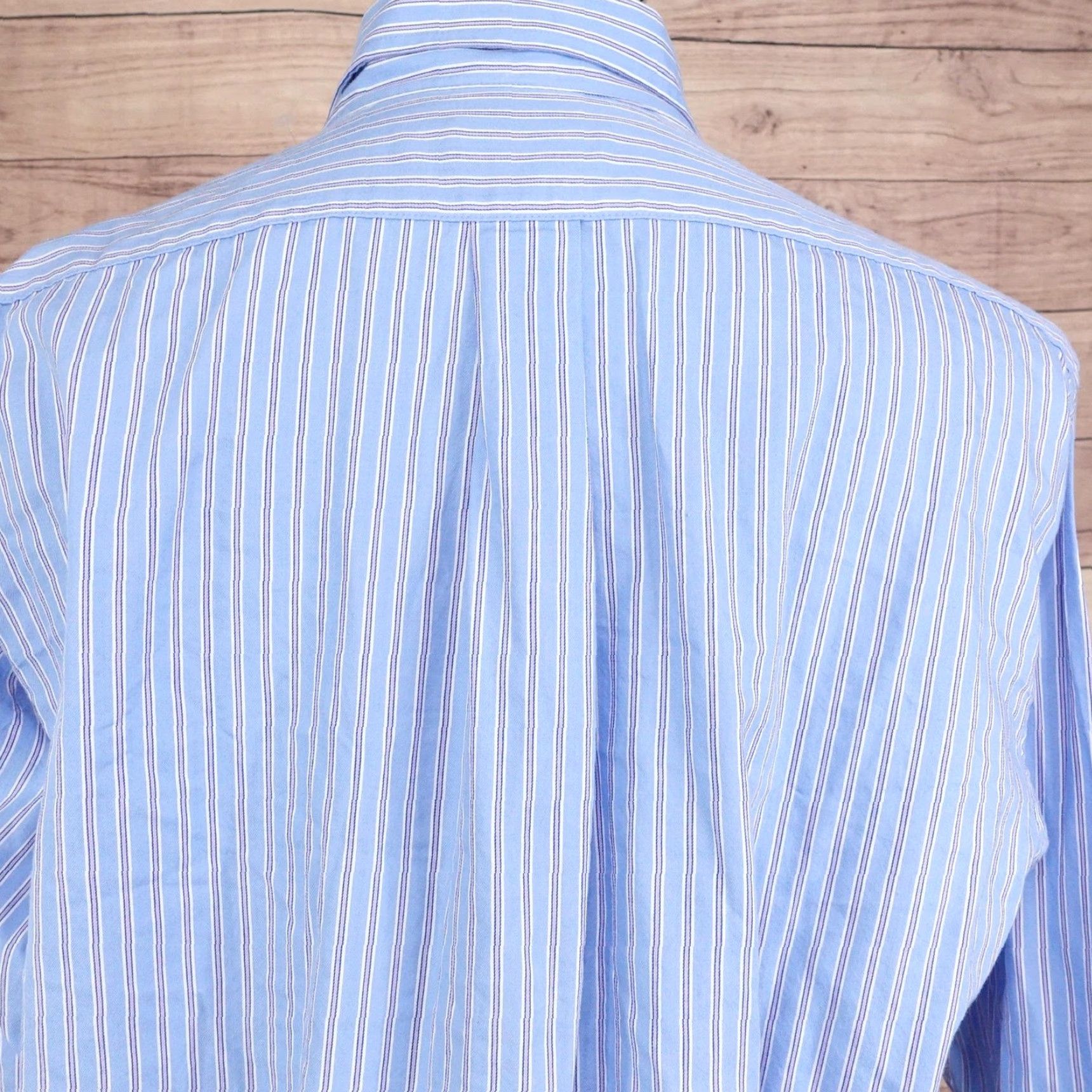 Chaps Chaps Shirt Mens XL Blue Striped Regular Fit Button-Up Wrinkle Resistant Long Sleeve Size US XL / EU 56 / 4 - 5 Thumbnail
