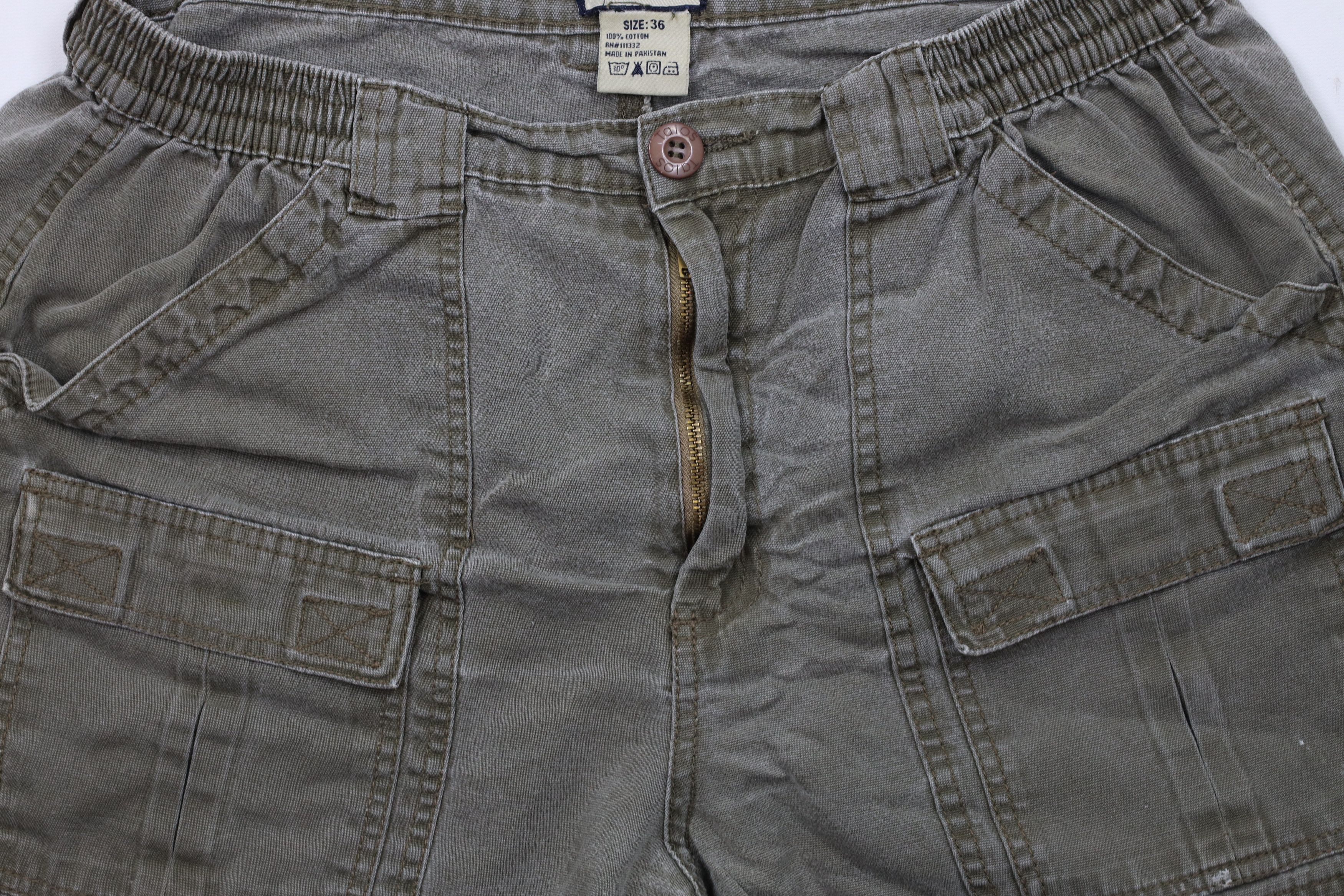 Vintage Vintage 90s Streetwear Knee Stonewash Cargo Shorts Green Size US 36 / EU 52 - 3 Thumbnail