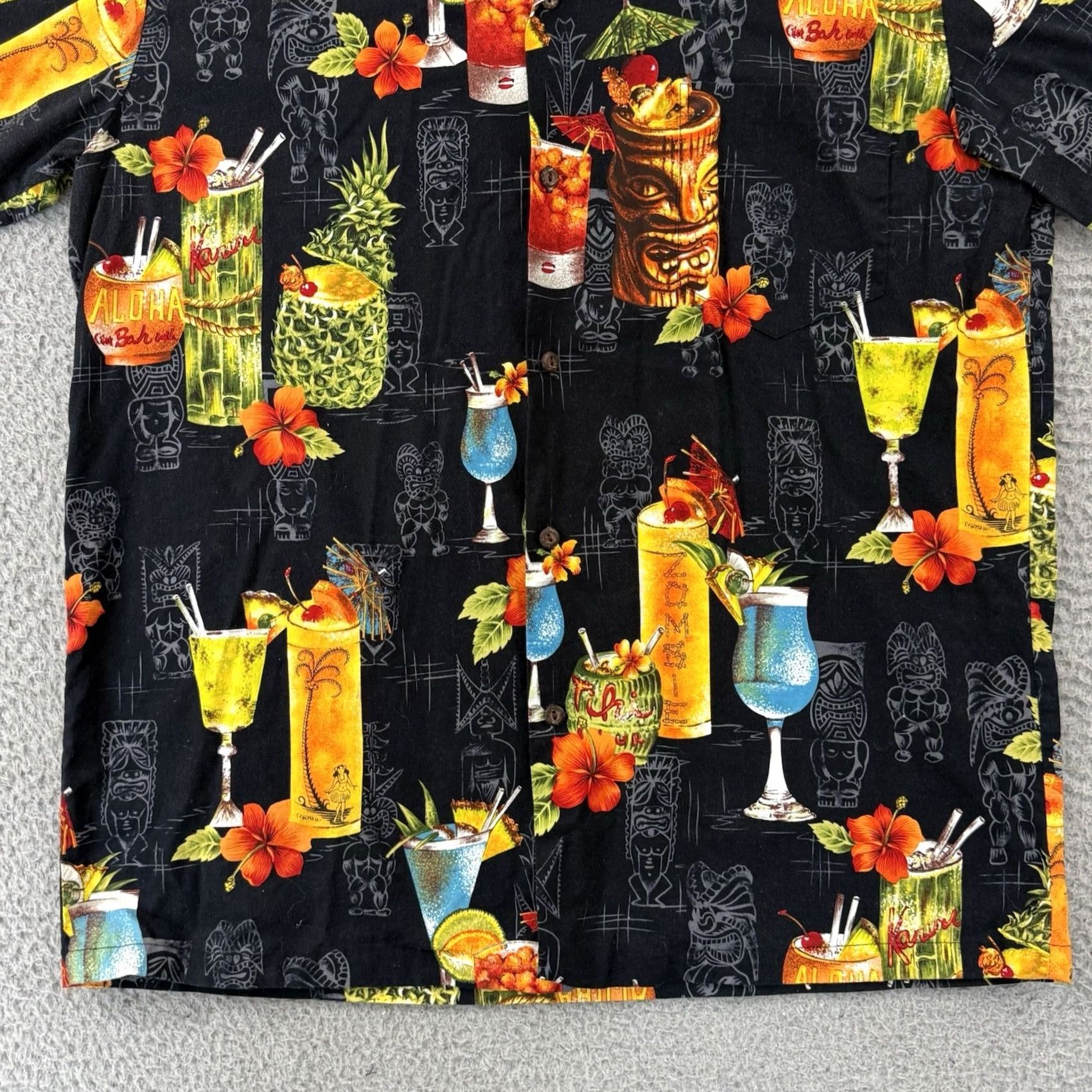 Vintage VINTAGE Pacific Legend Hawaiian Shirt XL Black 90s Tiki Cocktail Button Up Mens Size US XL / EU 56 / 4 - 2 Thumbnail