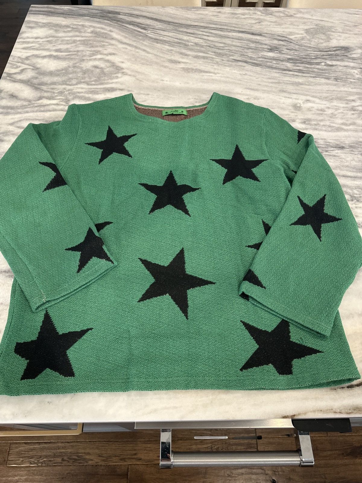 Vintage 4444 Green Star Knit Sweater Piece Size US XL / EU 56 / 4 - 1 Thumbnail