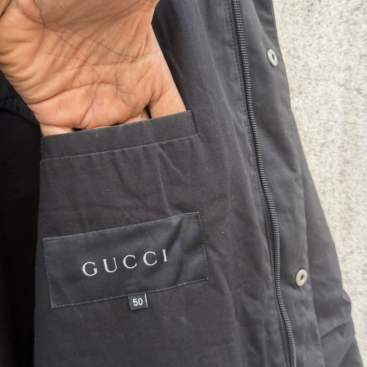 Gucci VTG Gucci Long Coat Faded Waxed Black Size 50 Made In Italy Size US M / EU 48-50 / 2 - 15 Thumbnail