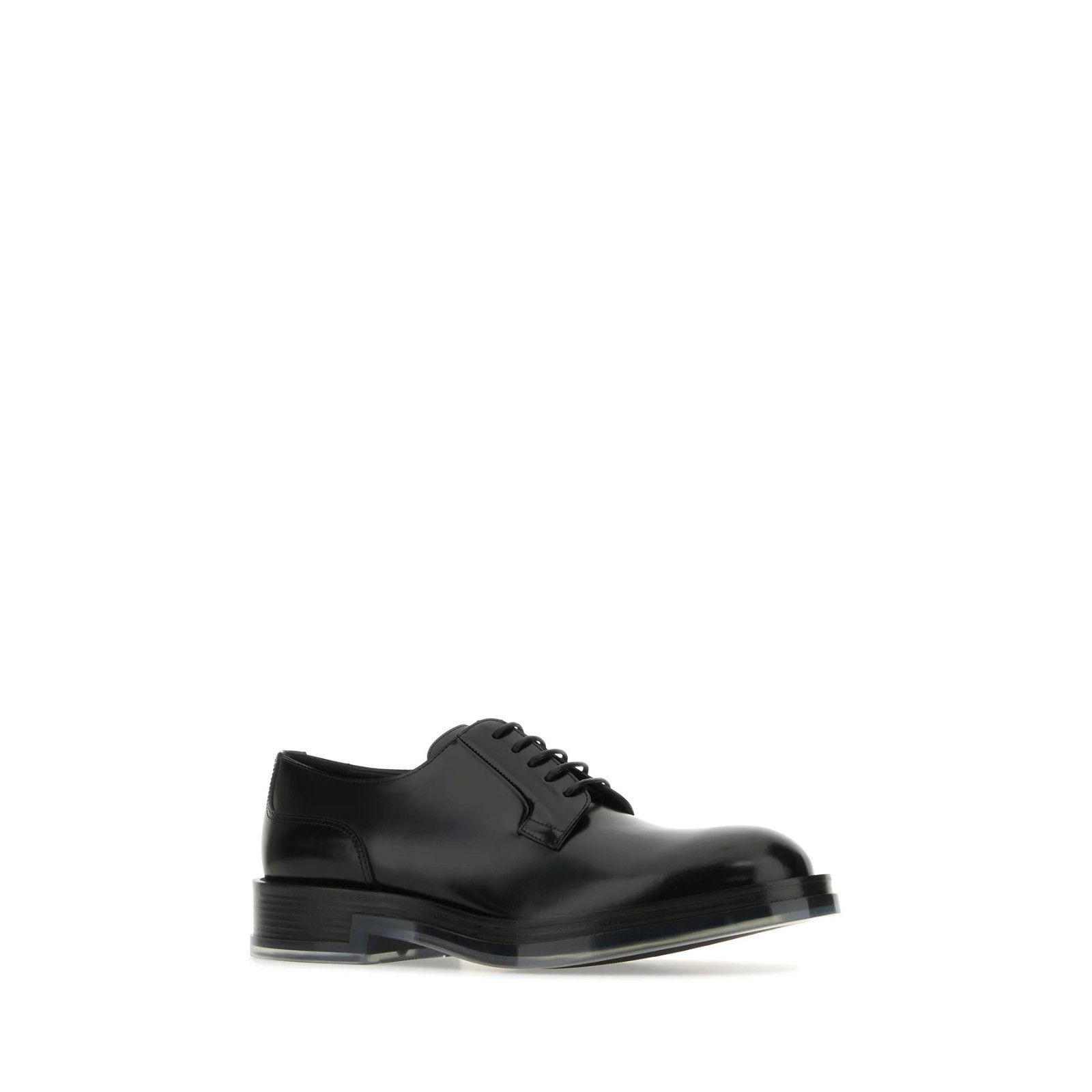 alexander mcqueen black dress shoes ALEXANDER MCQUEEN Size 10 Black Patent Leather Silver Studded Lace-Up Shoes
