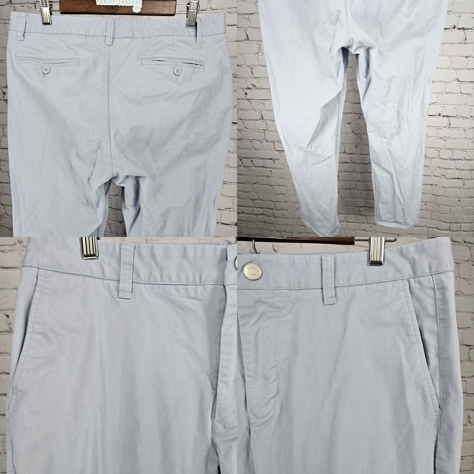 Bonobos Bonobos Blue Straight Leg Cotton Stretch Flat Front Chino Pants 35x32 Size US 35 - 8 Thumbnail