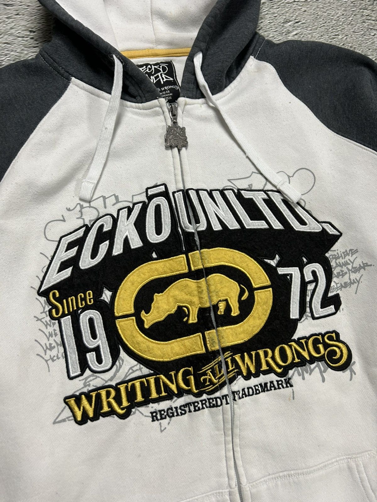 Ecko Unltd. × Vintage Ecko Unltd vintage zip hoodie white grey yellow big logo Y2K Size US XL / EU 56 / 4 - 2 Thumbnail