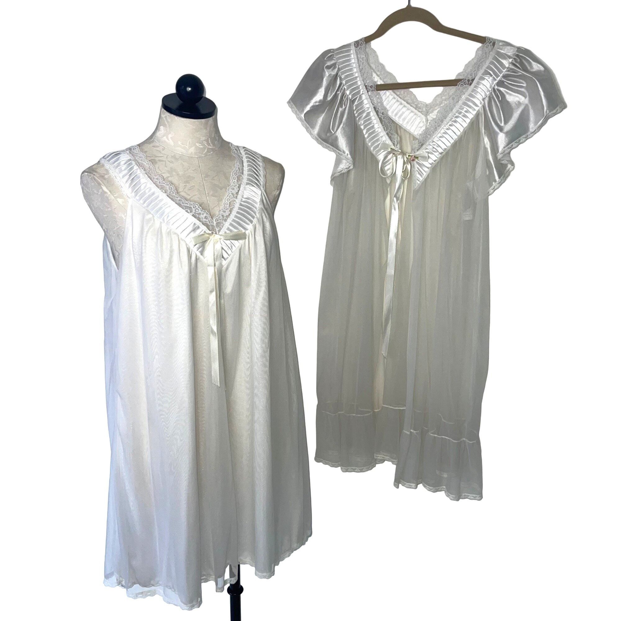 image of Tosca Lingerie Vintage Womens Nightgown Peignoir Set Size S in White