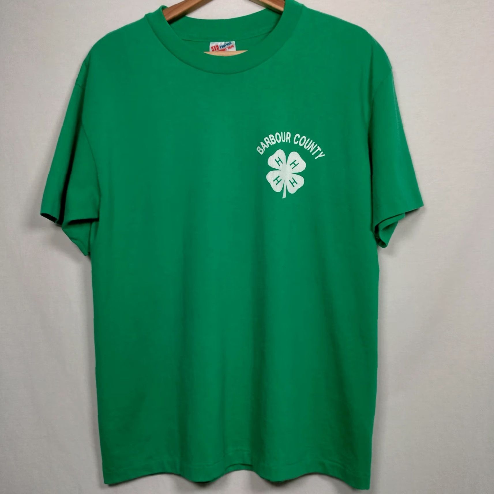 Hanes VINTAGE Hanes 4H Club T Shirt Large L Barbour County West Virginia Farm Single Stitch Men Green Cotton Polyester Short Sleeve Crew Neck Size US L / EU 52-54 / 3 - 3 Thumbnail