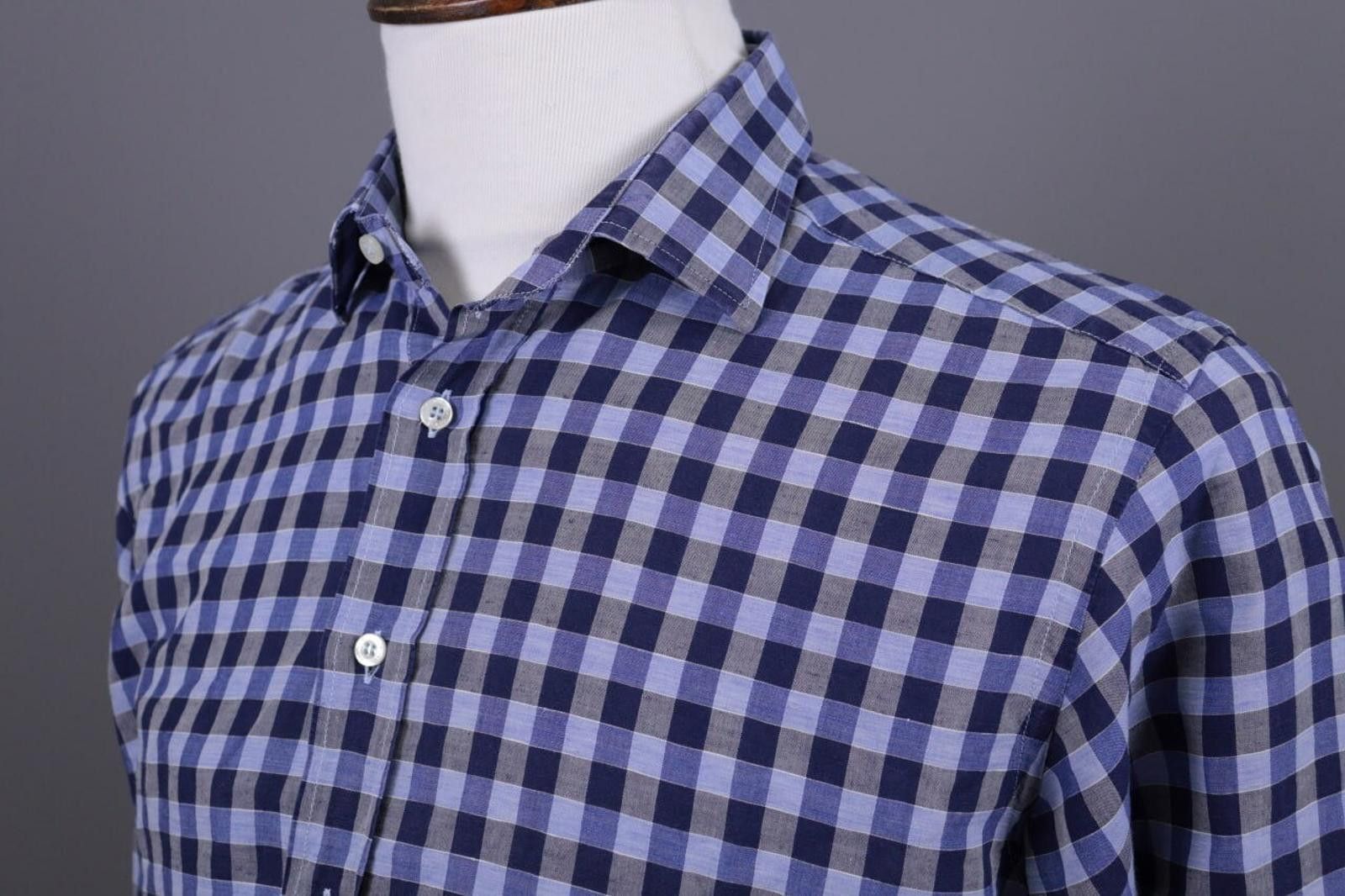 Etro Etro Milano Blue Check Long Sleeve Button Down Shirt Size 41 Size US M / EU 48-50 / 2 - 7 Thumbnail