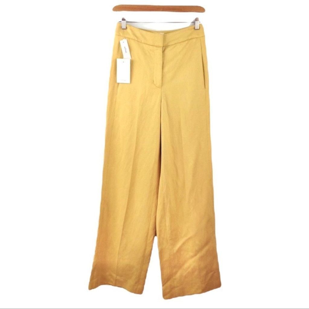 Aritzia NEW Wilfred Cairo Gold Wide Leg High Waist Trousers US 4 Size 27" / US 4 / IT 40 - 3 Thumbnail
