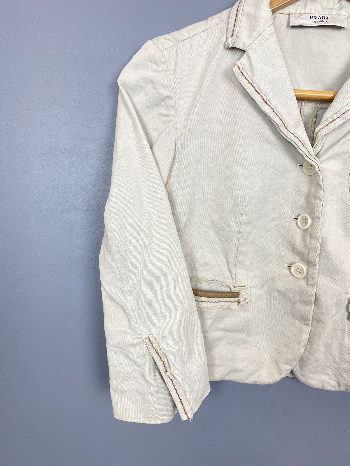 Prada Prada Long Sleeve Cotton Blazer Jacket Women’s Size 38 Biege Size XS / US 0-2 / IT 36-38 - 4 Thumbnail