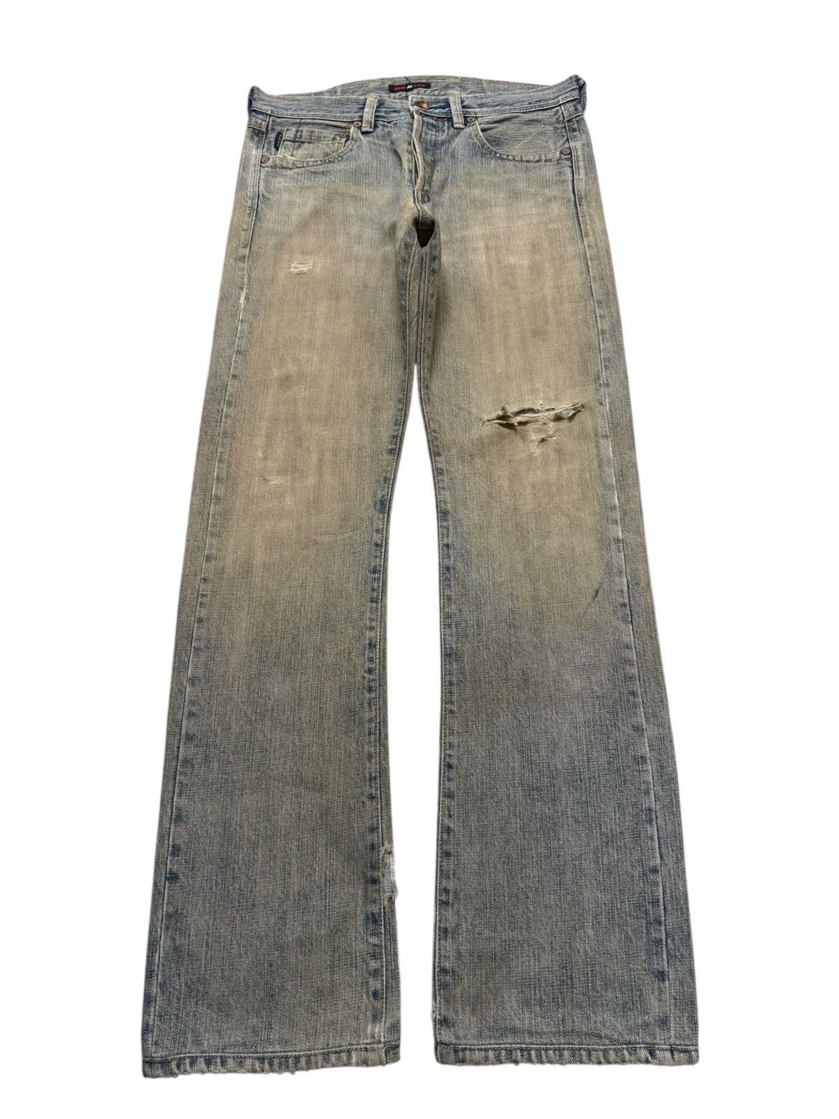 If Six Was Nine Vintage 90s Japanese Brand Mud Wash Distressed Straight Leg Size US 31 - 1 Thumbnail
