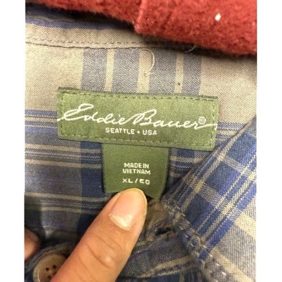 Eddie Bauer VINTAGE Eddie Bauer Plaid Flannel Shirt Button-Down Long Sleeve XL Red Blue Mens NWT Size US XL / EU 56 / 4 - 6 Thumbnail