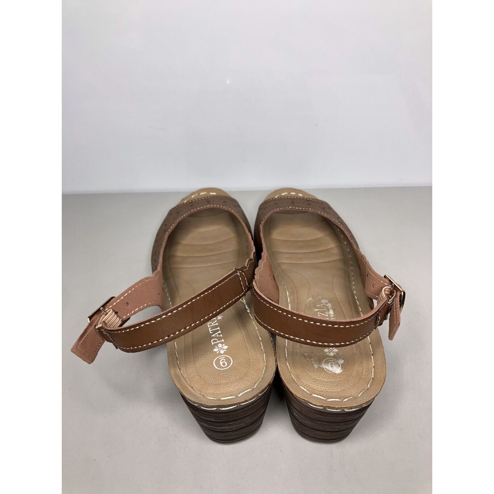 Spring Court Patrizia Spring Step Brown Leather Perforated Heel Sandals W Size US 9 / IT 39 - 4 Thumbnail