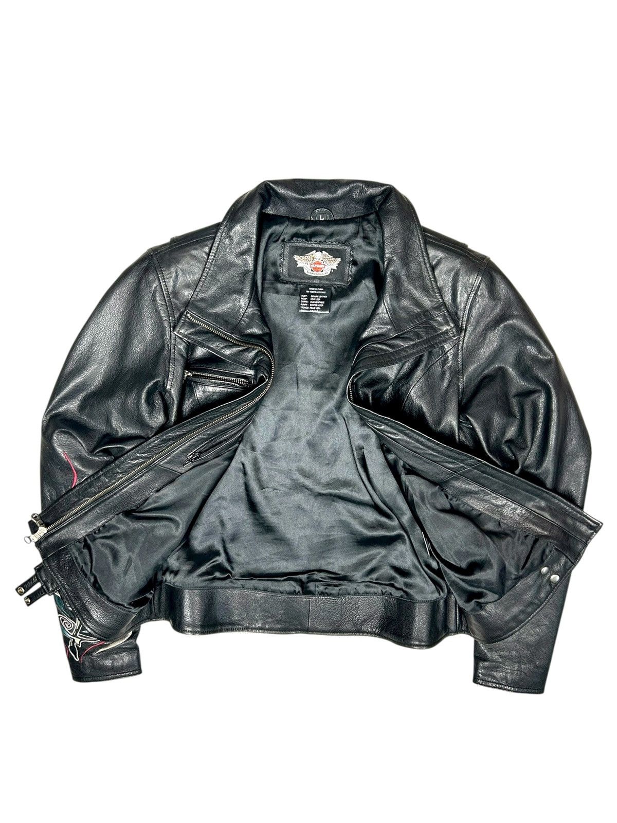 Harley Davidson Vintage Harley Davidson Black Leather Biker Y2K Jacket Size L / US 10 / IT 46 - 3 Thumbnail