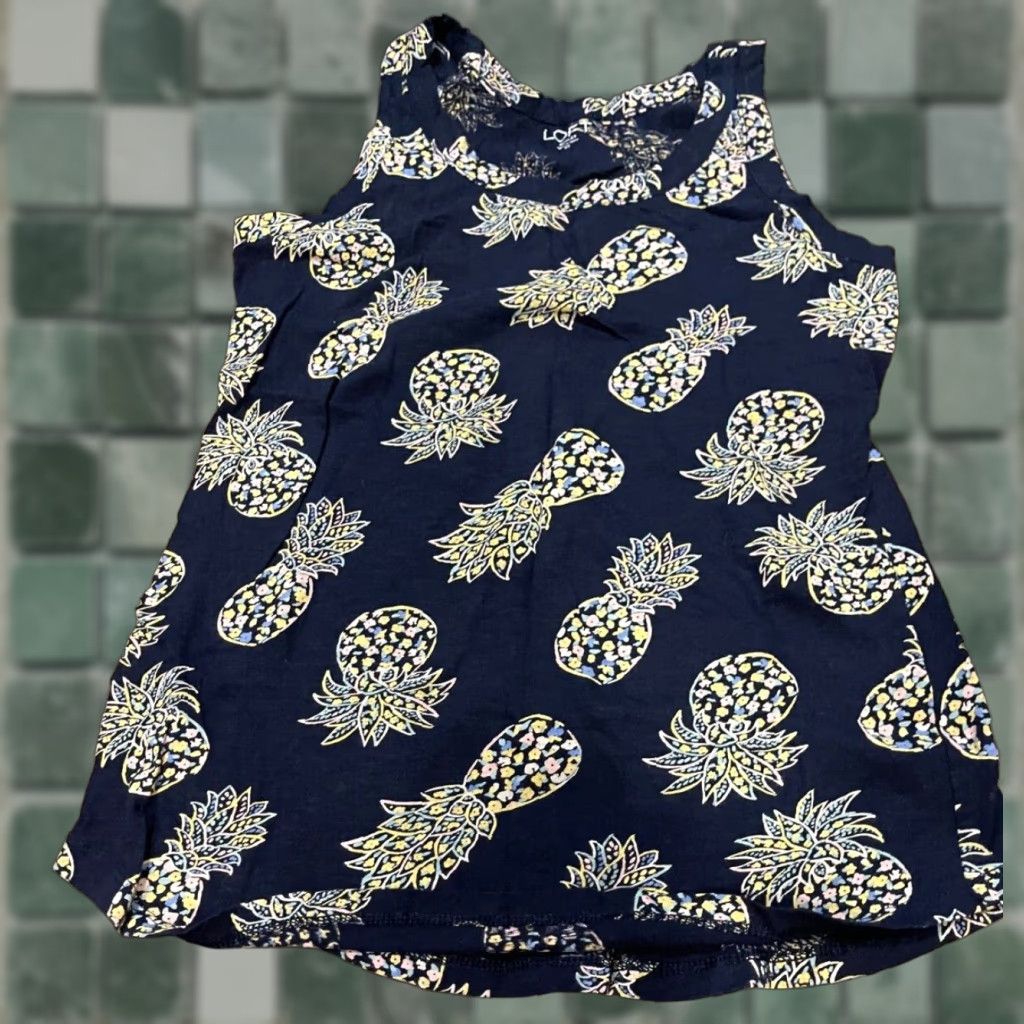 Vintage Ann Taylor Loft Tank Top Womens XS Navy Pineapple Pattern Tropical Blouse Size XS / US 0-2 / IT 36-38 - 1 Thumbnail