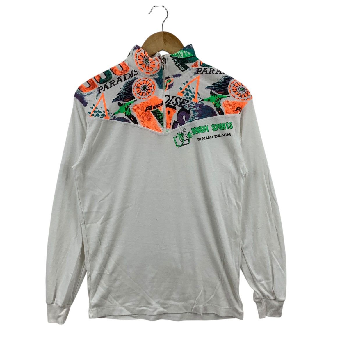 Vintage Vintage DINGHY SPORTS MIAMI BEACH Half Zipper Tee Shirt Top Size L / US 10 / IT 46 - 4 Thumbnail