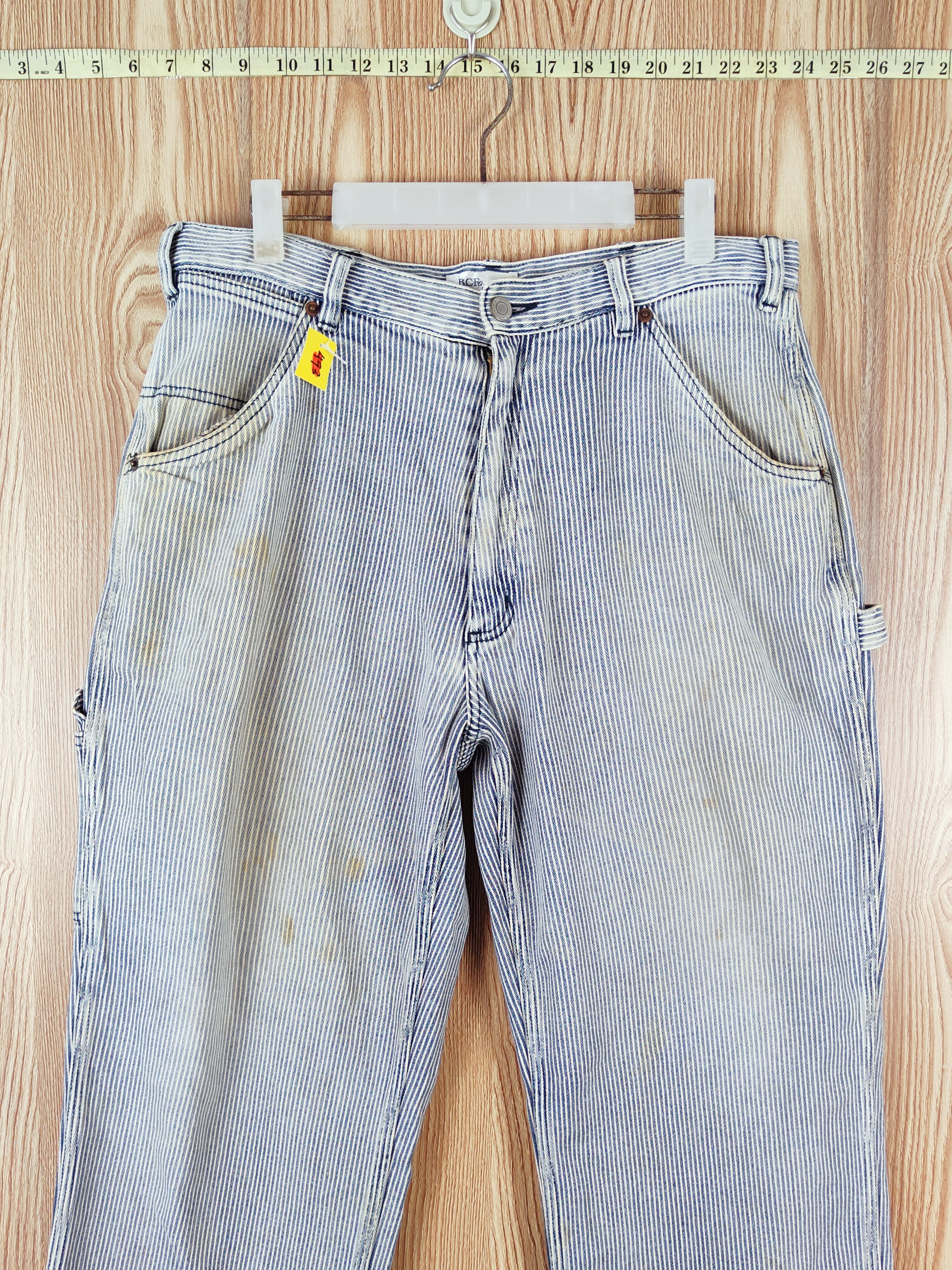Japanese Brand B.C.Factory Blue Stripe Distressed Ripped Jeans #W599 Size US 34 / EU 50 - 2 Thumbnail