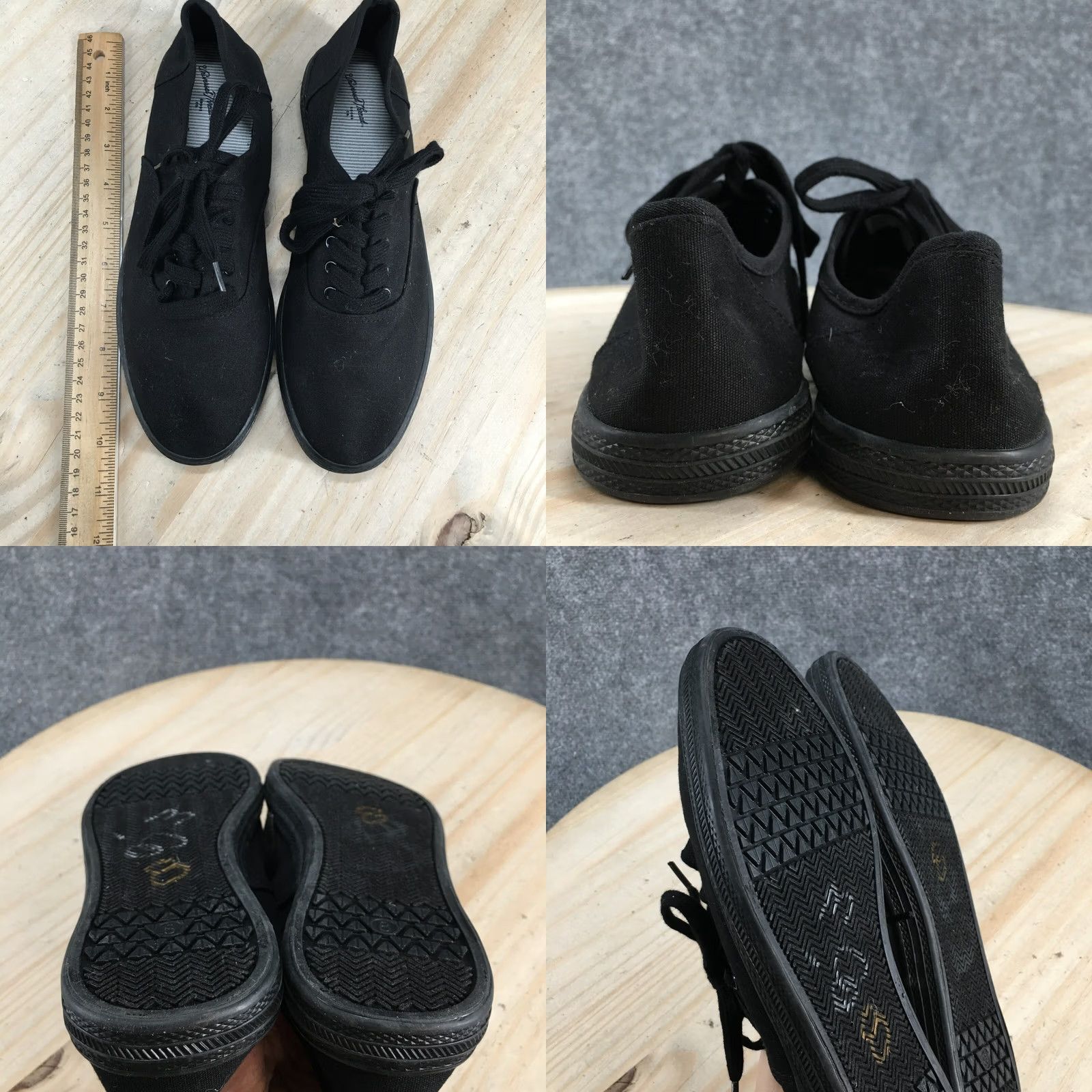 Vintage Universal Thread Shoes Womens 8 Casual Sneakers Black Canvas Low Top Lace Up Mens Womens Boys Girls Size M / US 6-8 / IT 42-44 - 8 Thumbnail
