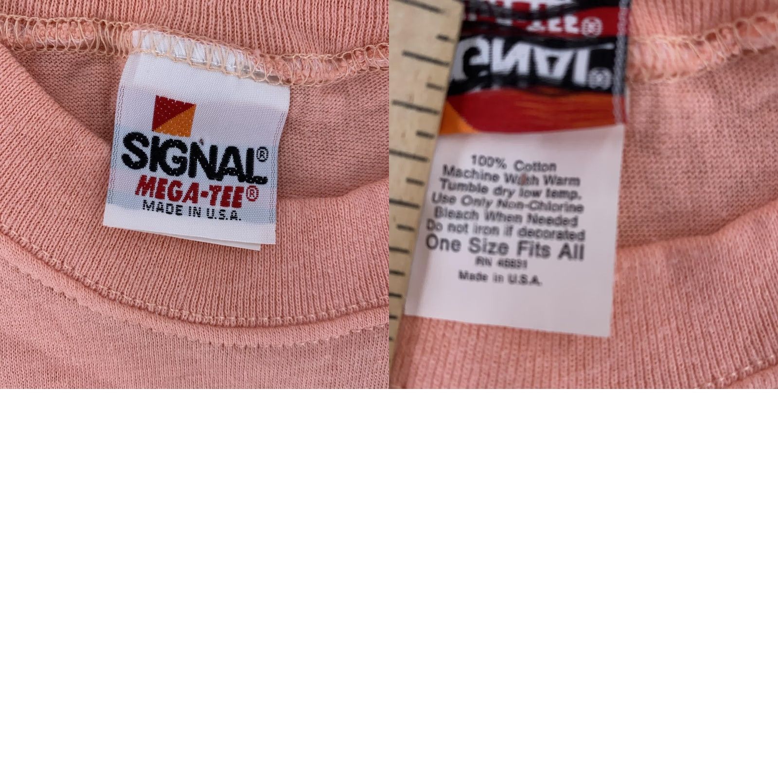 Pinko VINTAGE Signal Shirt Mens CROPPED Large USA Single Stitch tee 90s Pink Cotton Crew Neck Short Sleeve 90s Mens Large Pink Signal Shirt Size US M / EU 48-50 / 2 - 8 Thumbnail
