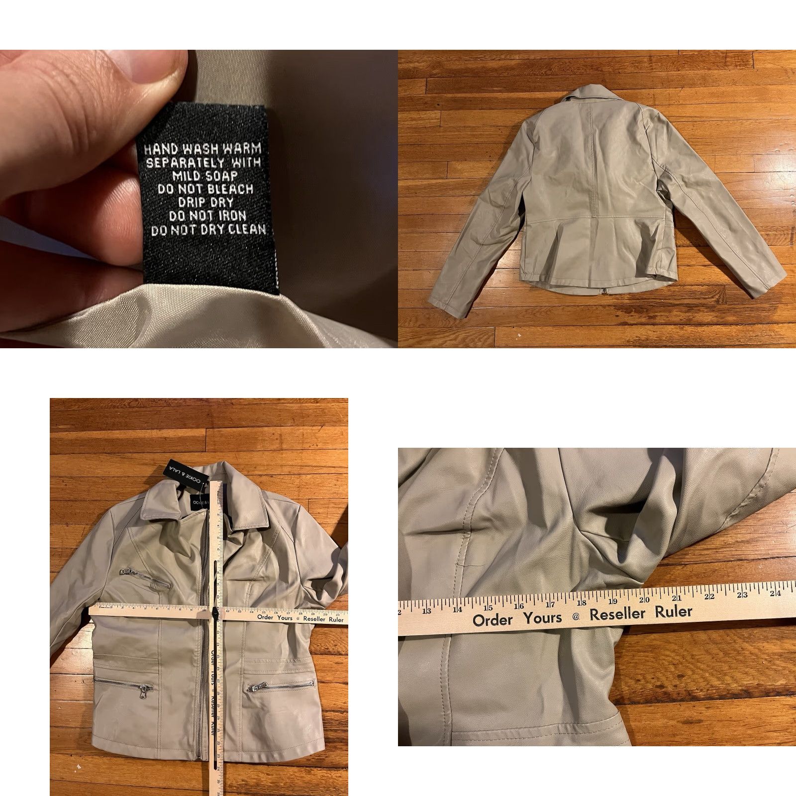Vintage Ookie And Lala Moto Jacket Women’s Large Beige Faux Leather Size L / US 10 / IT 46 - 8 Thumbnail