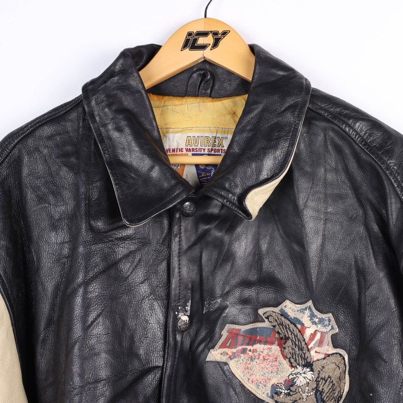 Avirex AVIREX leather jacket, vintage 90s hip hop 1990s varsity XXL Size US XXL / EU 58 / 5 - 3 Thumbnail