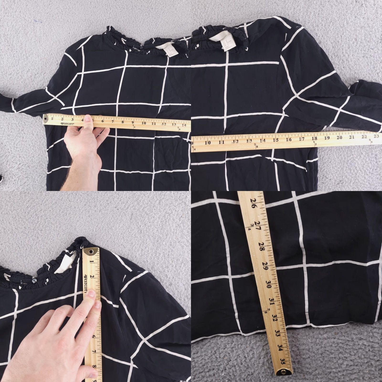 H&M H&M Dress Women 10 Black Windowpane Viscose Mini Shirt? Size L / US 10 / IT 46 - 8 Thumbnail