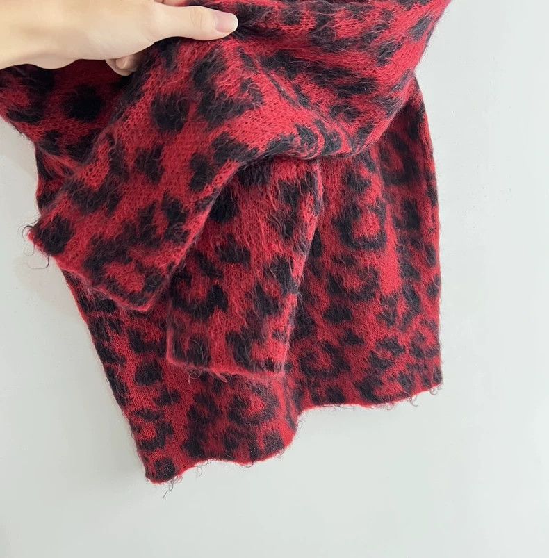 Saint Laurent Paris Saint Laurent Red Leopard Print Sweater-2507 Size US XS / EU 42 / 0 - 2 Thumbnail