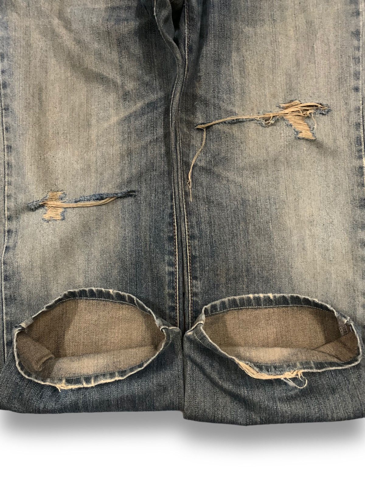 Edwin Vintage Y2K Edwin 403 Yellow Mud Wash Loose Distressed Jeans Size US 35 - 9 Thumbnail